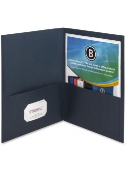 Letter - 8.50" Width x 11" Sheet Size - 125 Sheet Capacity - 2Inside Front & Back Pockets - Paper - Dark Blue - Recycled - 25 / Box - bsn78492